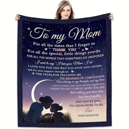 Flannel Blanket for Mom from Daughter - Heartfelt Inspirational Message - Soft Cozy All-Season Throw for Mother’s Day, Birthday