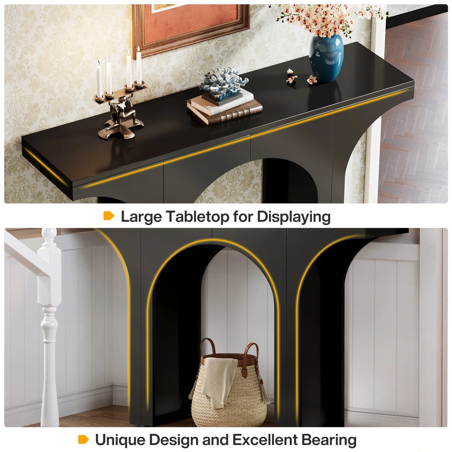 Tribesigns Console Table Modern Entryway Hallway Sofa Table With Arch Base Durable E1 Wood Construction