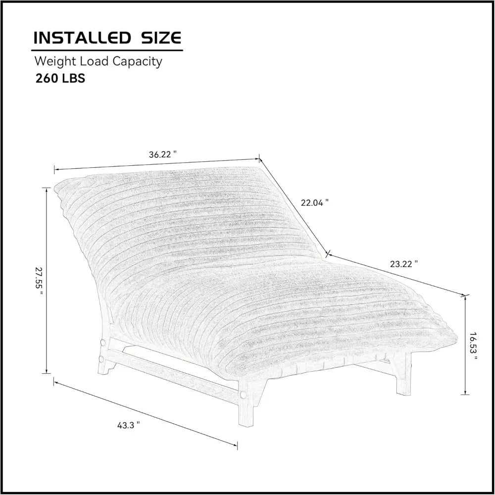 Mid Century Modern Accent Lounge Reading Chair Corduroy Armless Single Sofa Lazy Boy Chair for Apartment, Living Room Bedroom