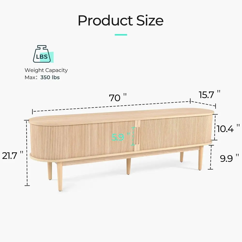 Modern Farmhouse TV Stand Entertainment Center With Storage Cabinets