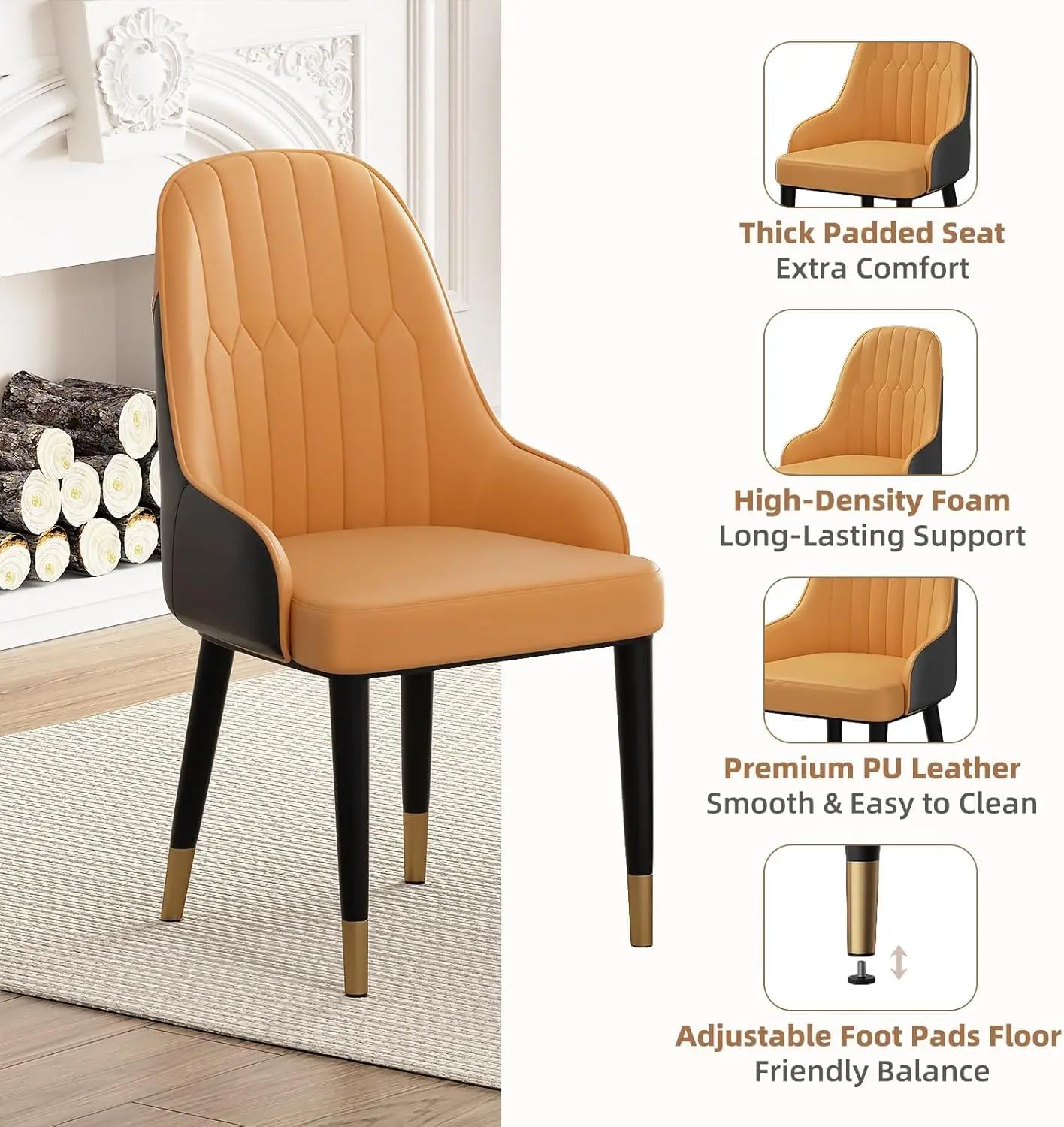 5-Piece Round Dining Table Set for 4 with Storage, Kitchen Table with 4 PU Leather Chairs, Space Saving for, Customized