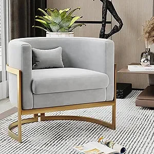 Upholstered Velvet Accent Chair Barrel Chairs Modern Living Room Armchair, Mid Century Lounge Chairs Sofa Tub Bucket Club Chair
