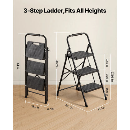 SucceBuy 2/3/4/5 Step Ladder Folding Step Stool with Wide Anti-Slip Pedal Tray Dual Side Handrails 600 home Household and Office