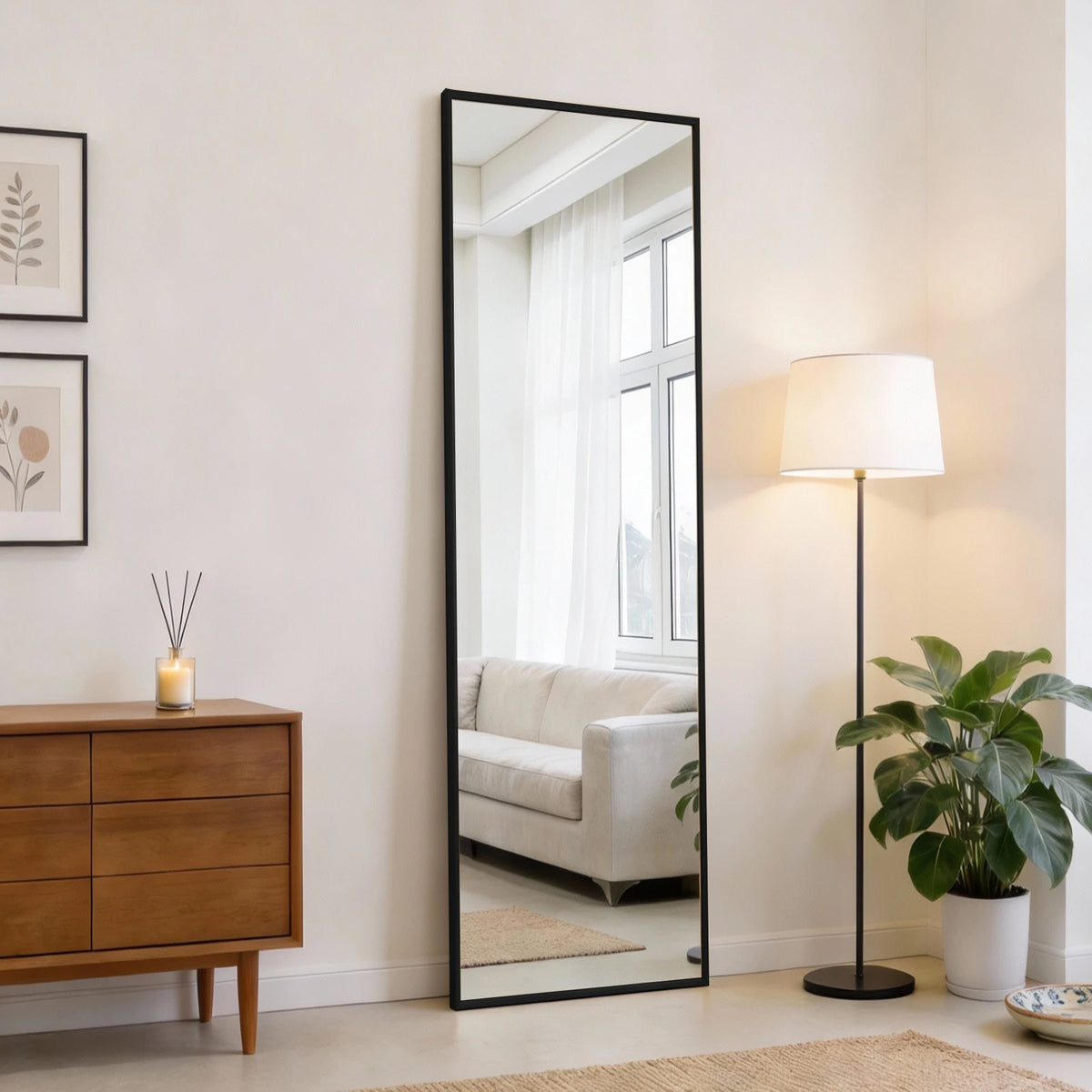 JHK Full Length Wall Mirror With Stand For Home Decor