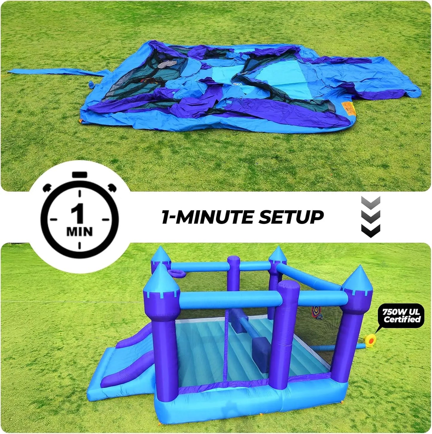 Inflatable Bounce House for Big Kids, 15' x 12' Large Outdoor Bouncy Castle with Blower, Wider Slide & Basketball Hoop