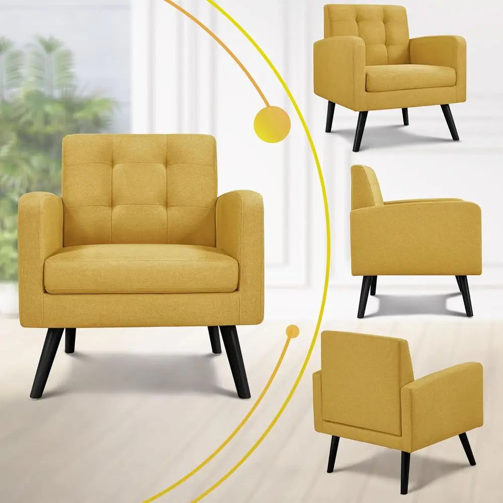 Mid Century Modern Upholstered Accent Chair with Button Tufted Back