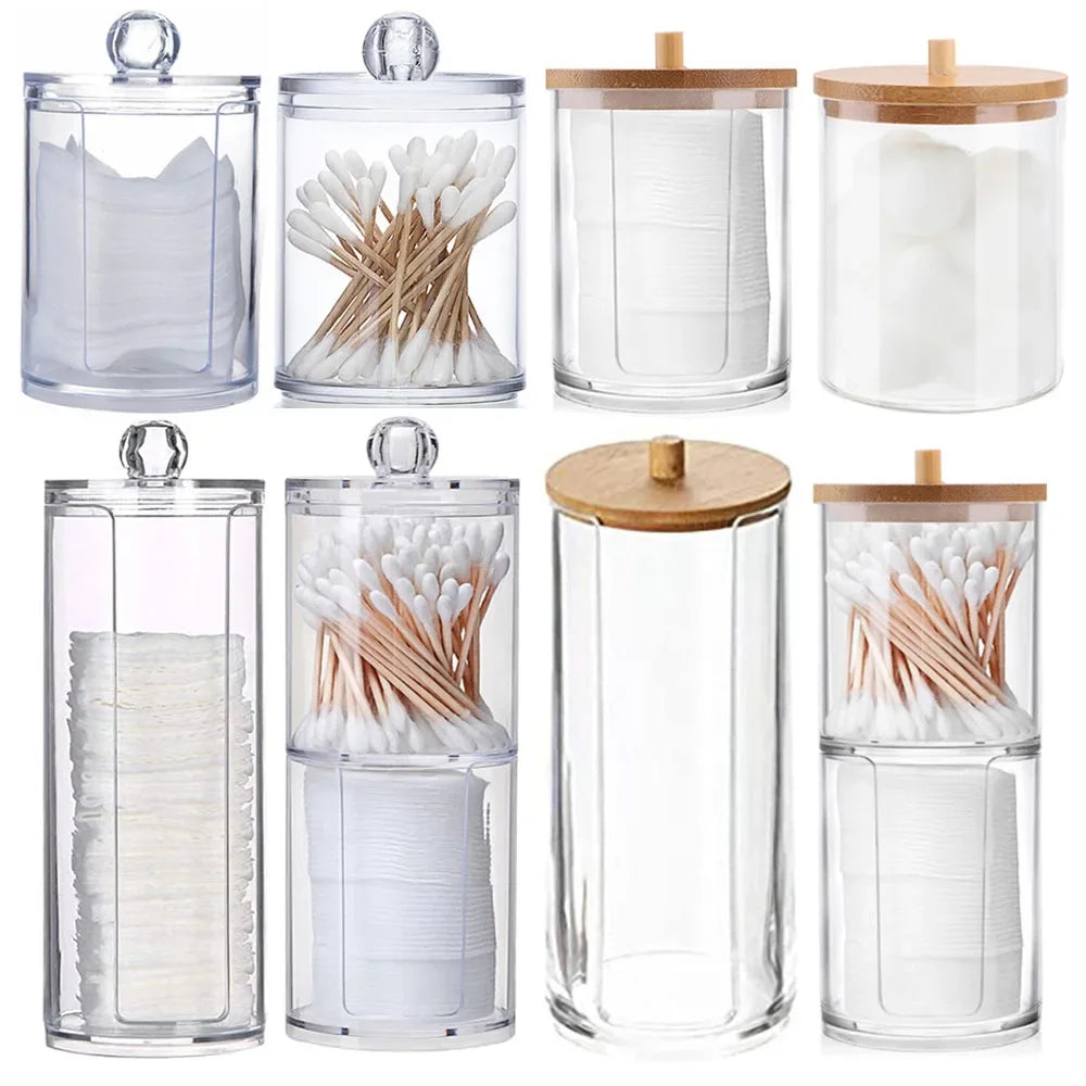 Acrylic Makeup Organizer For Cotton Swabs Jewelry And Remover Pads