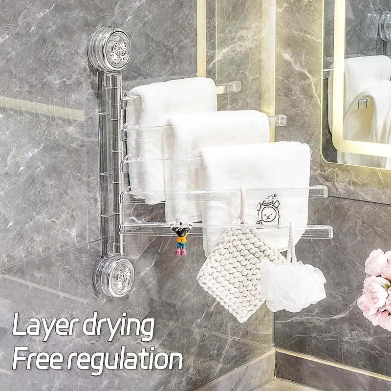 Big Red House Wall Mounted Towel Pole Rack Suction Cups