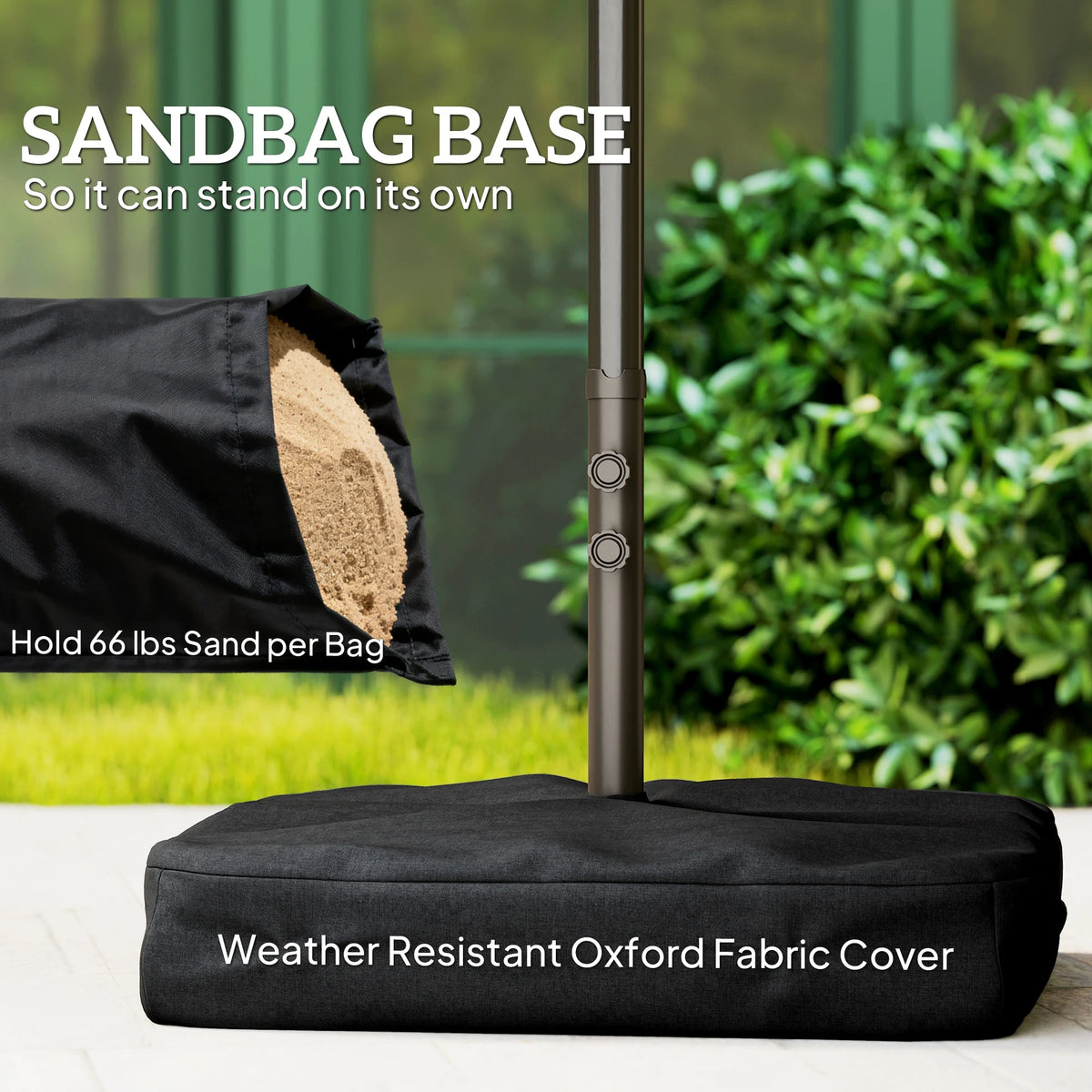 Outsunny Double Sided Rectangular Patio Umbrella with Crank and Base