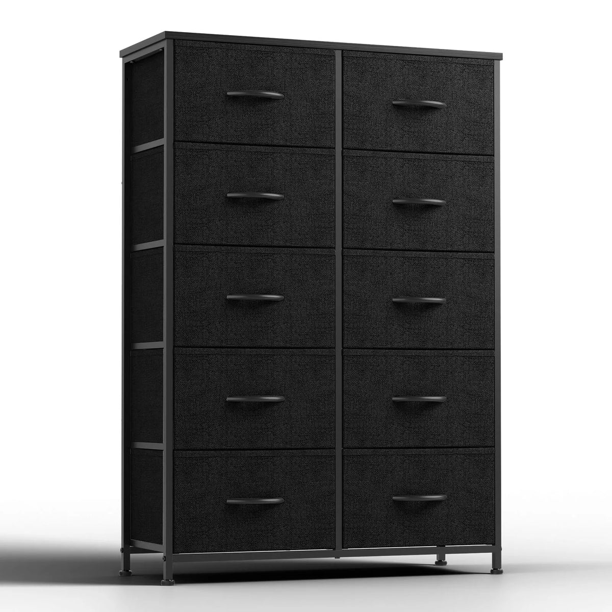 JHK 10 Drawer Fabric Nightstand Storage Cabinet With Steel Frame