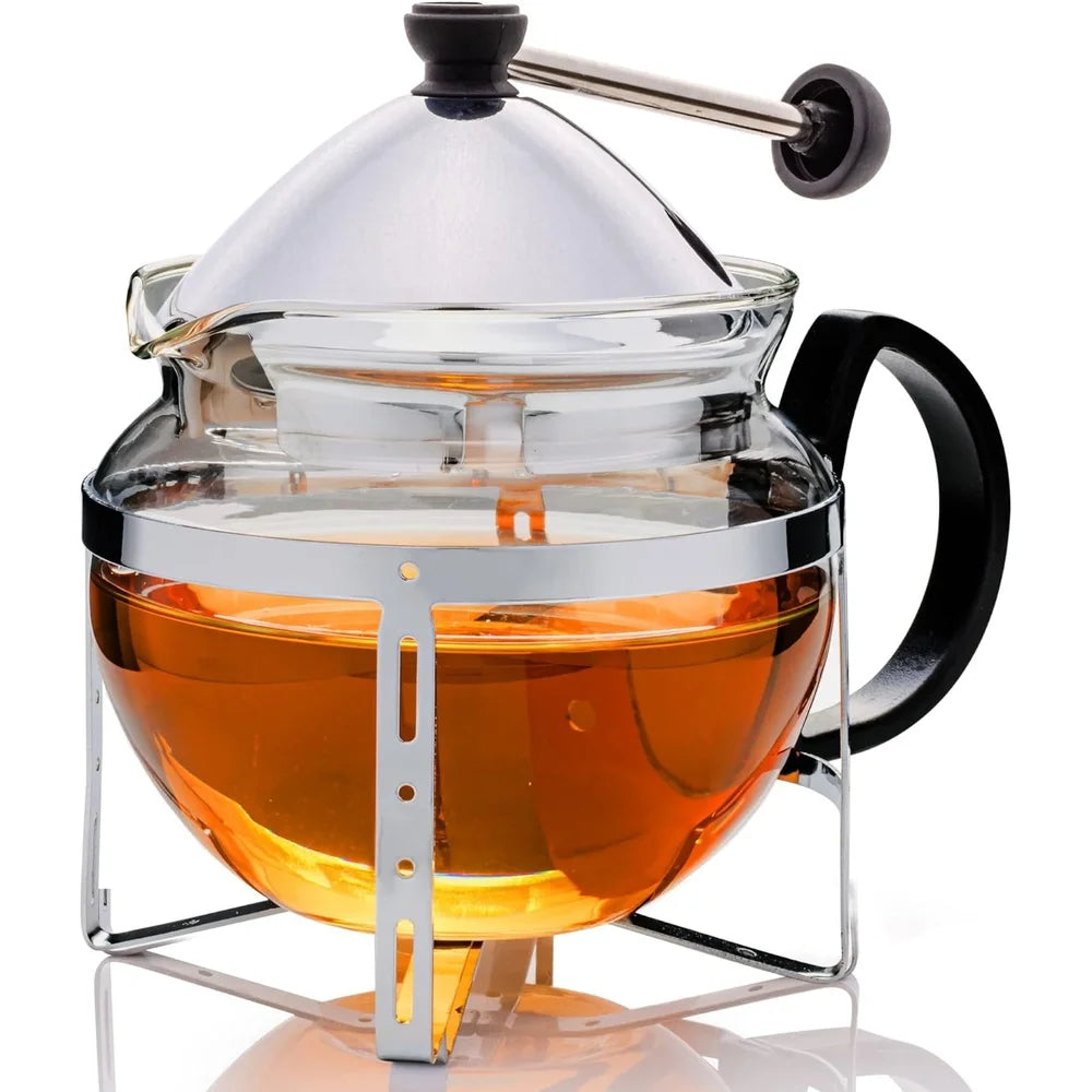 Glass Teapot with Removable Infuser BPA Free Borosilicate Thermal Shock Resistant Non Drip Spout Easy Cleanup Freezer Safe Ideal