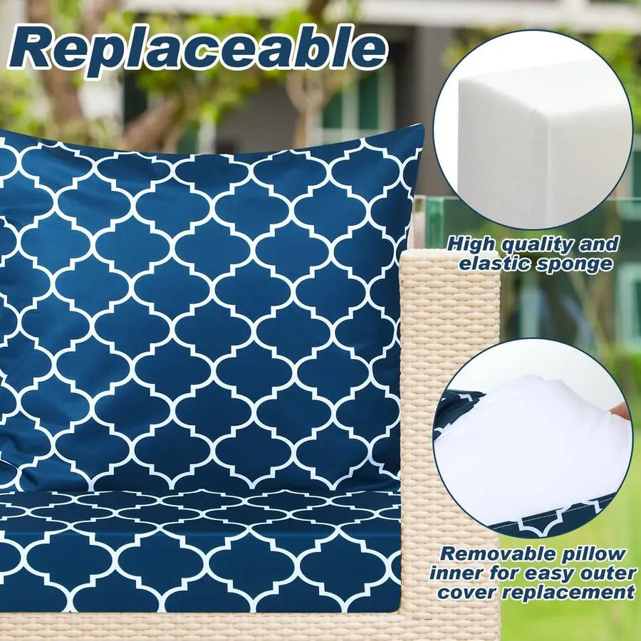 4 Set Outdoor Chair Patio Cushions Deep Seat Waterproof Chair Cushions 20 x 20 Inch for Patio Furniture Set Replacement Removab