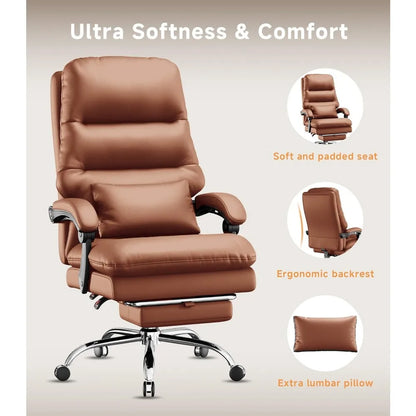 Office Chair, Big and Tall Office Desk Chair, Ergonomic Office Chair, 400LBS PU Leather Computer Chairs, Executive Chair with Fo