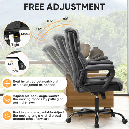 JHK Ergonomic PU Leather Rocking Gaming Chair With Lumbar Support