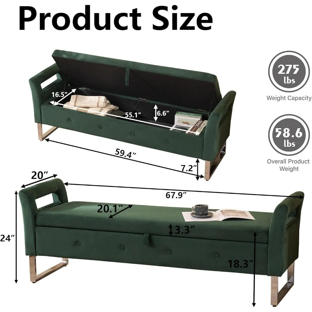 Ticify End Of Bed Storage Bench With Hidden Storage