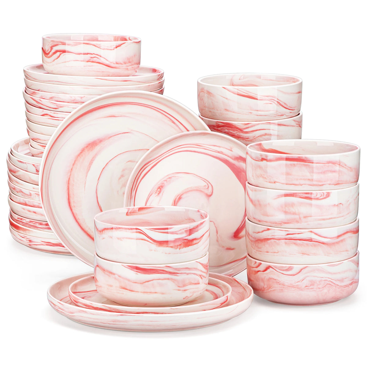 MALACASA Ceramic Porcelain Dinnerware Set With Plates And Bowls