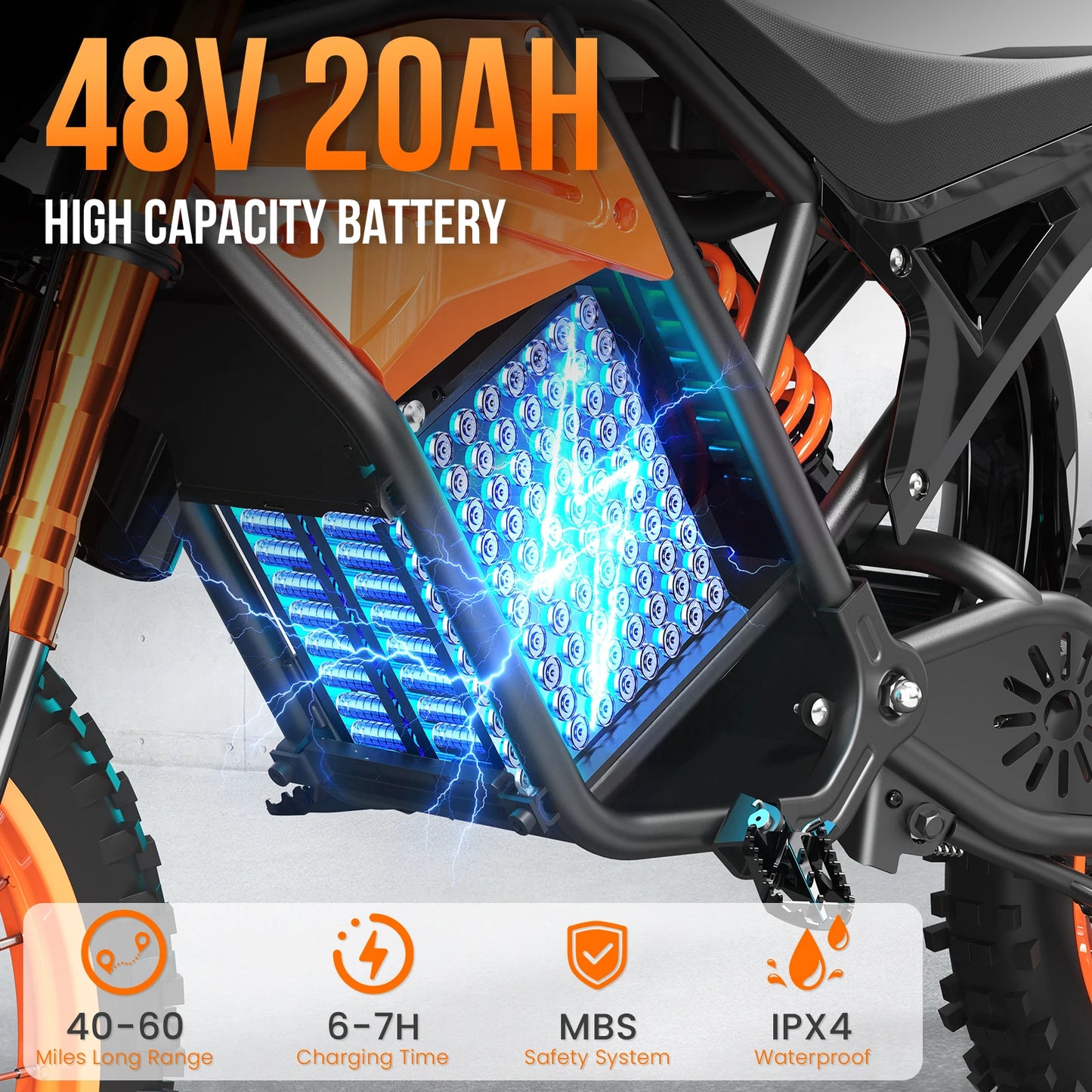 EILLEO SPACEWALK 48V Electric Dirt Bike 3000W Peak Power 37 MPH 60 Mile Range