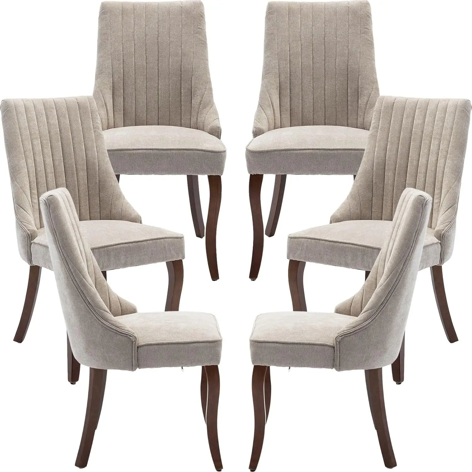 Velvet Upholstered Dining Chairs Set of 6 Mid Century Wood Legs Kitchen Room Easy Assembly Beige 6pcs,Customized