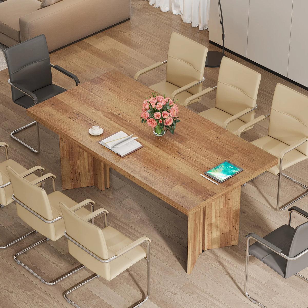 Tribesigns 63-inch Executive Desk, Vintage Home Office Computer Desk with Large Tabletop, Farmhouse Wood Writing Conference Tabl