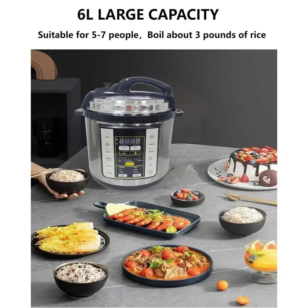 12 In 1 Electric Pressure Cooker 24 Hour Reservation Slow Cooker Rice Cooker Yogurt Maker Wok Steamer Baking Machine Stainless