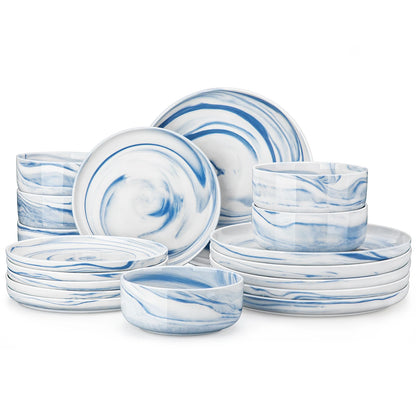 MALACASA Ceramic Porcelain Dinnerware Set With Plates And Bowls