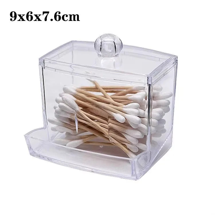 Acrylic Makeup Organizer For Cotton Swabs Jewelry And Remover Pads