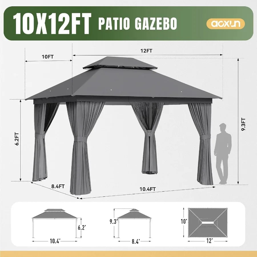 Sichuan Outdoor Gazebo Canopy Tent With Double Roof Mosquito Netting