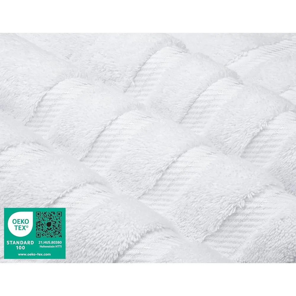 Soft and luxurious bathroom towels, 100% Turkish cotton, four-piece set, suitable for kitchen and bathroom, white.