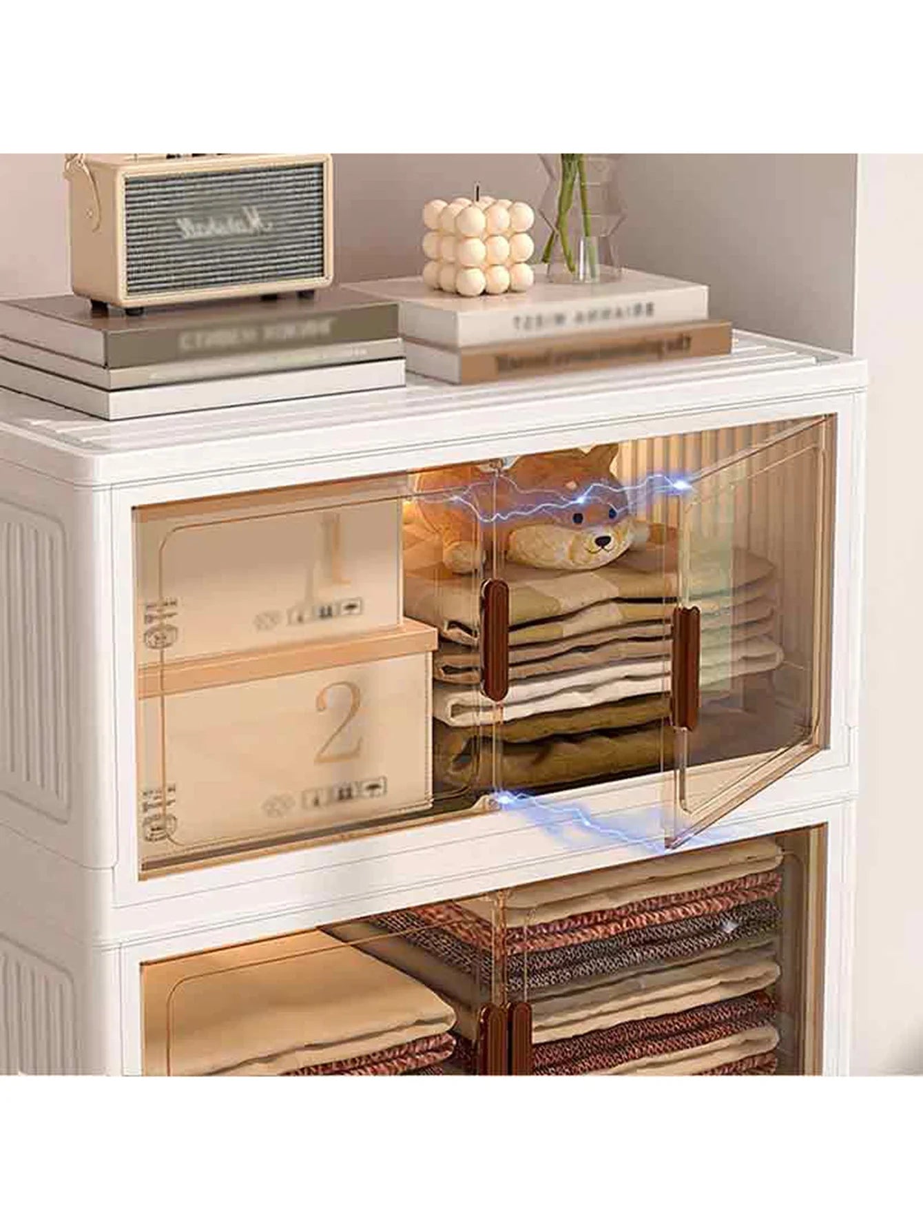 Folding Five Tier Magnetic Door Storage Cabinet for Home Organization