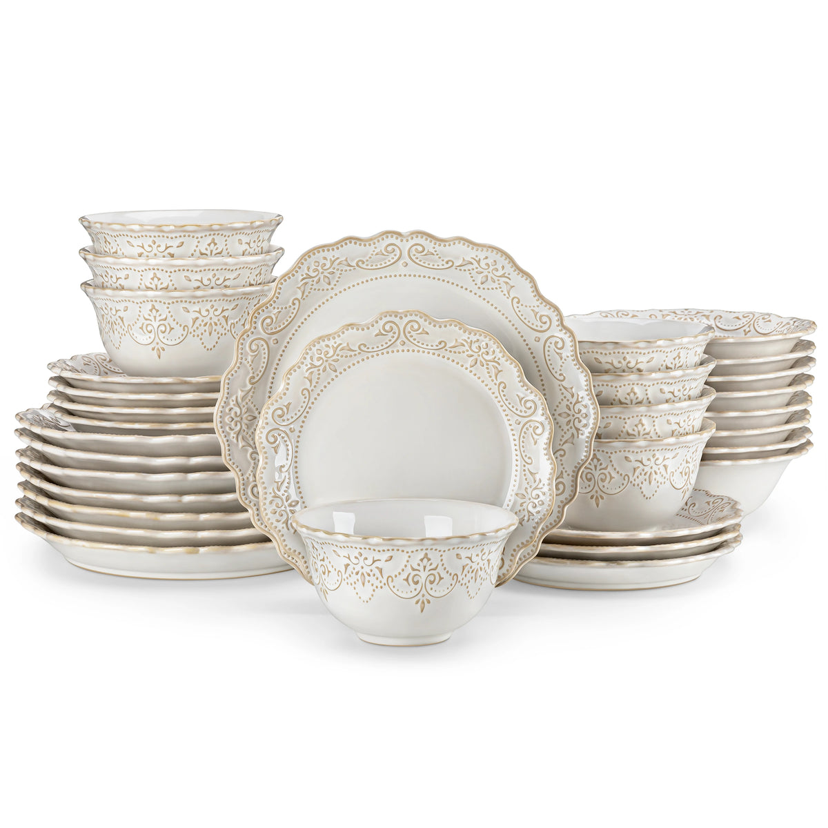 MALACASA Stoneware Dinnerware Set With Plates And Bowls