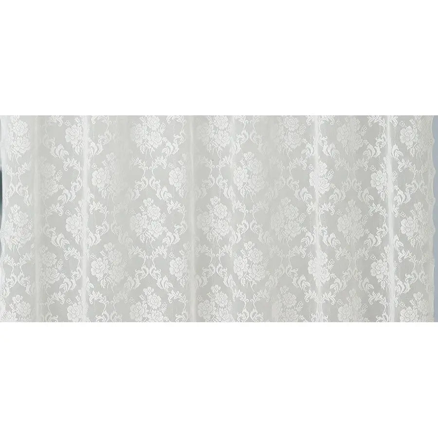 Ivory Shower Curtain with Attached Valance and Elegant Tassels. Standard Size 72 x 72 Lace Shower Curtain for Bathroom. Luxury S