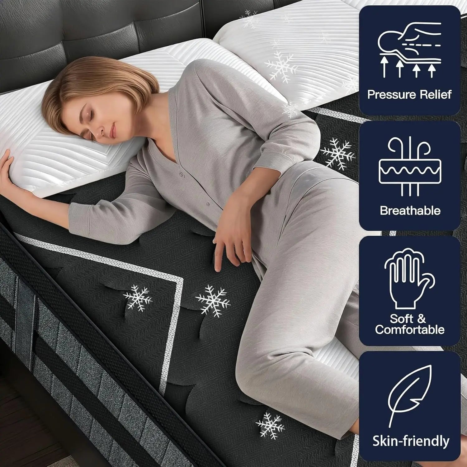 14Inch Hybrid King Mattress 7Zone Pocket Spring Cooling Gel Foam Dual Support Motion Isolation Medium Firm Customized