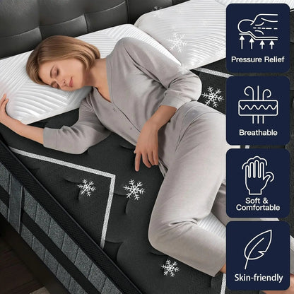 14Inch Hybrid King Mattress 7Zone Pocket Spring Cooling Gel Foam Dual Support Motion Isolation Medium Firm Customized