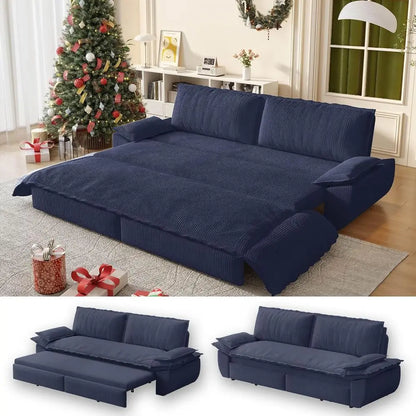 73.2" Soa Bed Queen Size, Pull Out Couch Bed, 3-in-1 Convertible Sleeper Soa with Cushion Armrest, ern Corduroy uton Couch or Li