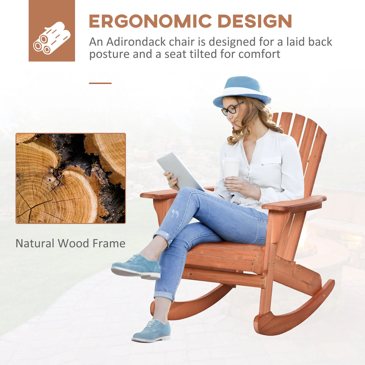 Outsunny Outdoor Metal Rocking Chair With Classic Rustic Design