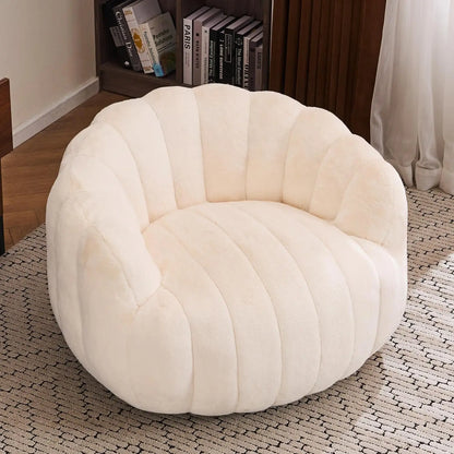 Pumpkin-Shaped Bean Bag Chair Ultra Soft Faux Fur Comfy Lounge Sofa Bedroom Living Game Room Beige,Customized