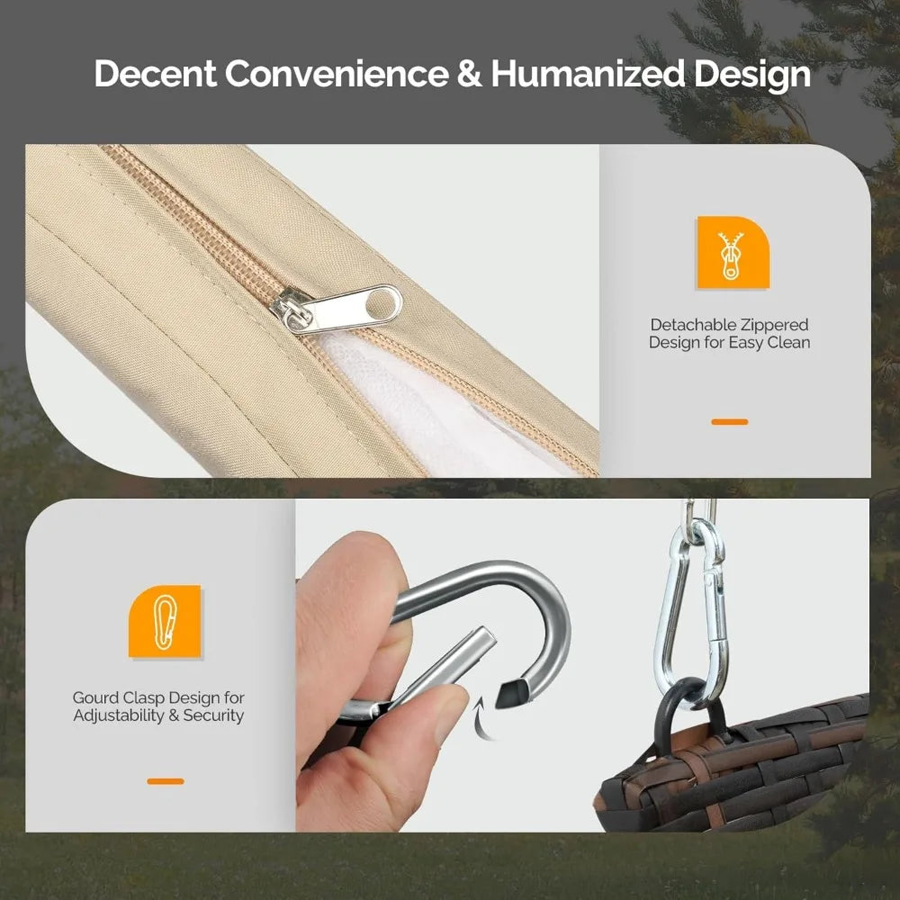 2.4 FT 1-Person Use Round Rattan Porch Swing Outdoor Support 440 LBS with Cushions & Adjustable Chains, Patio Wicker Swing Benc