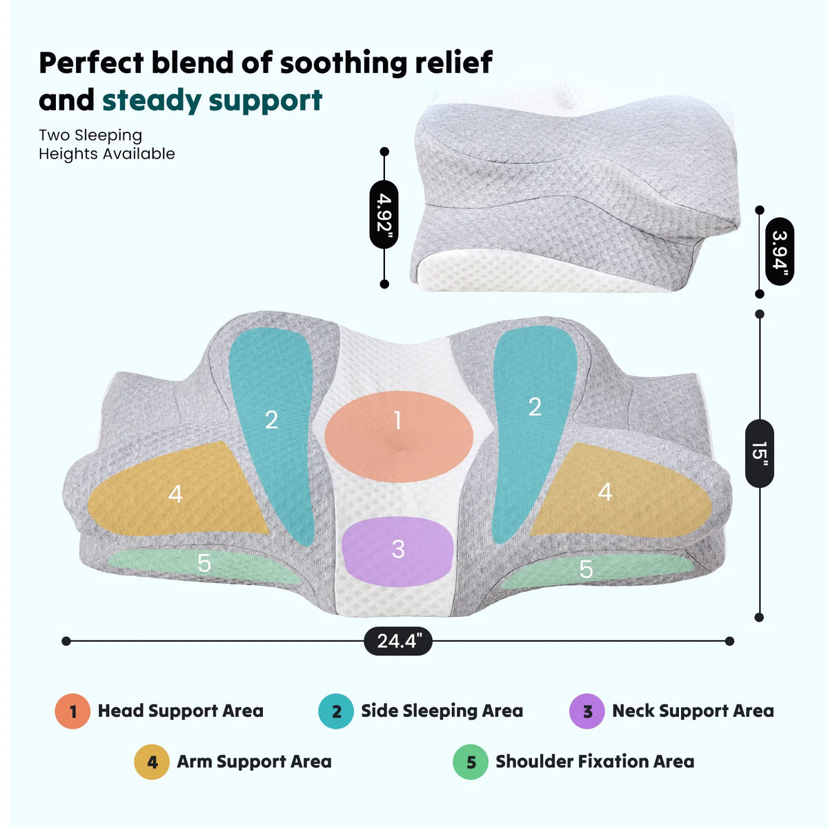 MCQ Ergonomic Memory Foam Side Sleeper Pillow With Cooling Cover