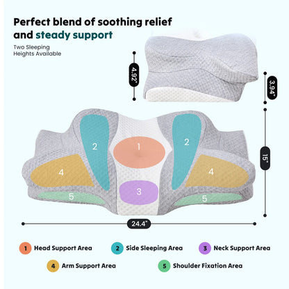 MCQ Ergonomic Memory Foam Side Sleeper Pillow With Cooling Cover