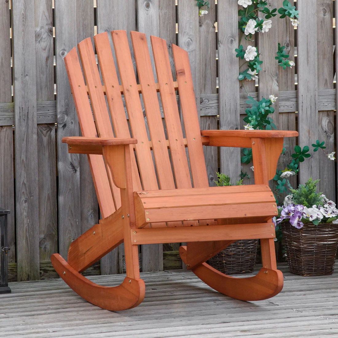 Outsunny Outdoor Metal Rocking Chair With Classic Rustic Design