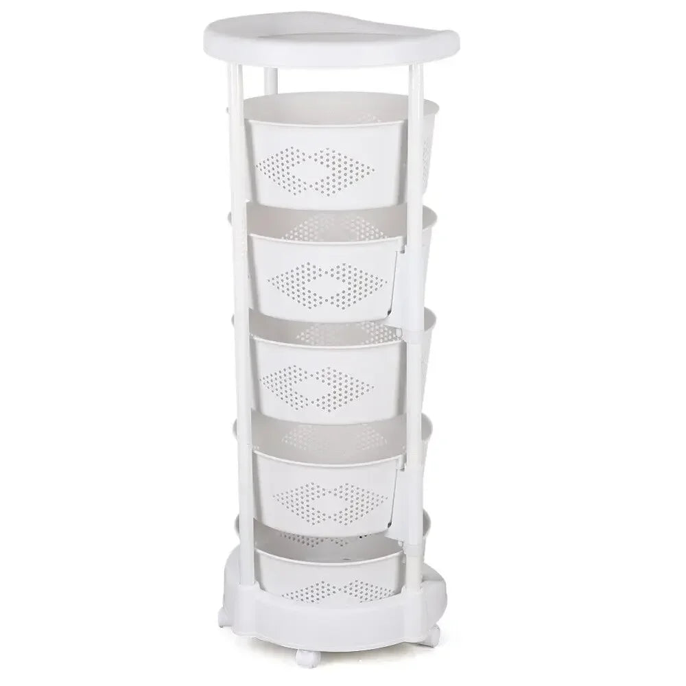 5 Tier Rotating Kitchen Organizer Rack With Wheels