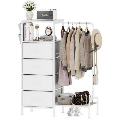 Dresser With Hanging Rack And Coat Rack Storage Unit