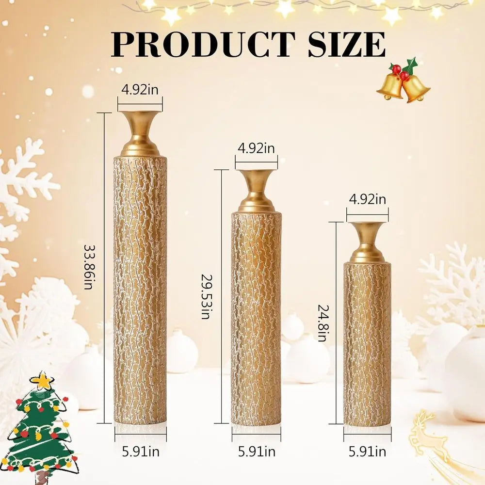 Vases Decorative Tall Set of 3 Extra Large Tall Metal Floor Vases Home Decor for Fake Flowers Center Vases for Centerpieces 34,