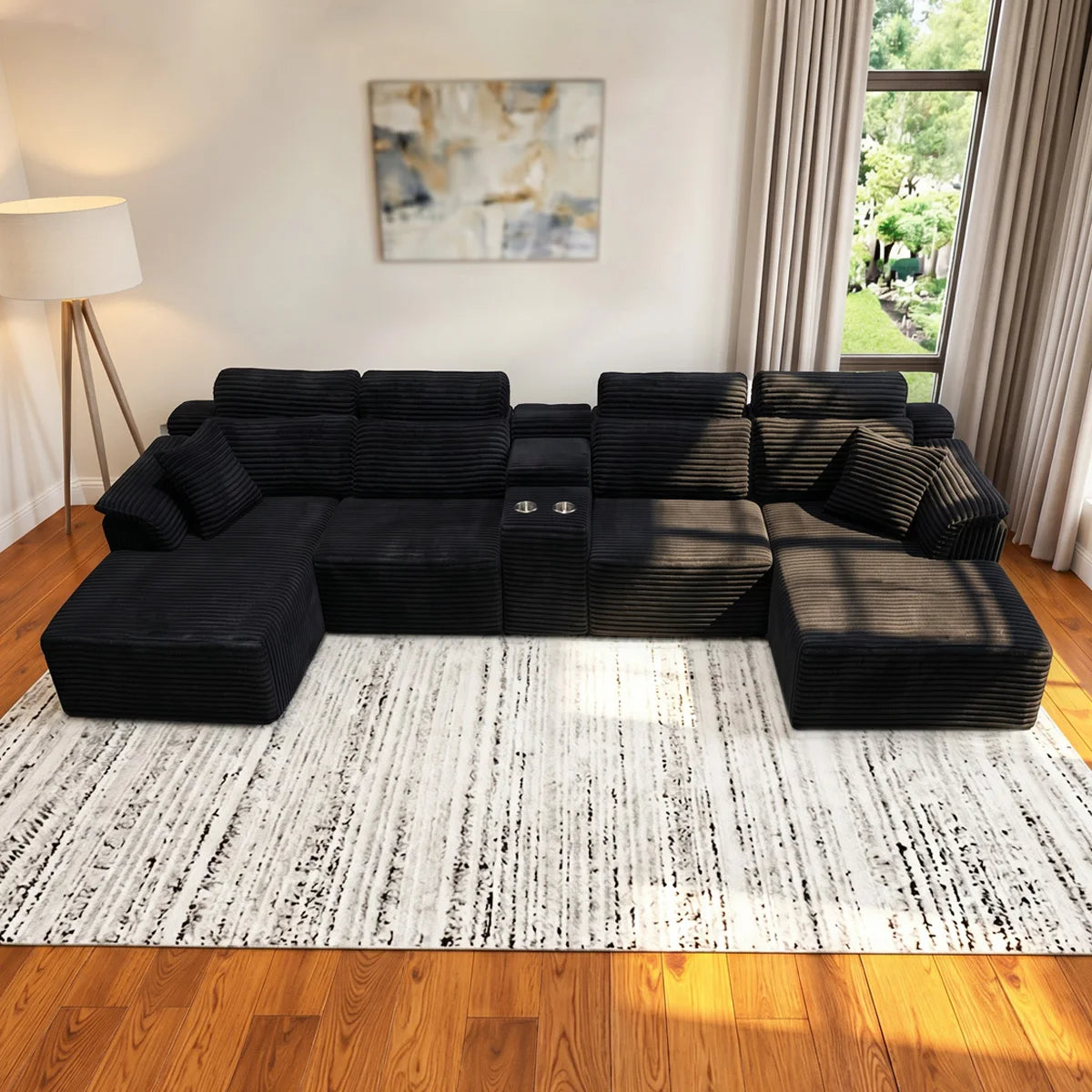 YQzyphyna Modular Cloud U-Shaped Sectional Sofa With Cup Holders