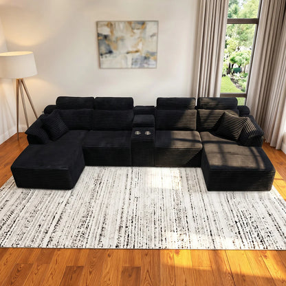 YQzyphyna Modular Cloud U-Shaped Sectional Sofa With Cup Holders