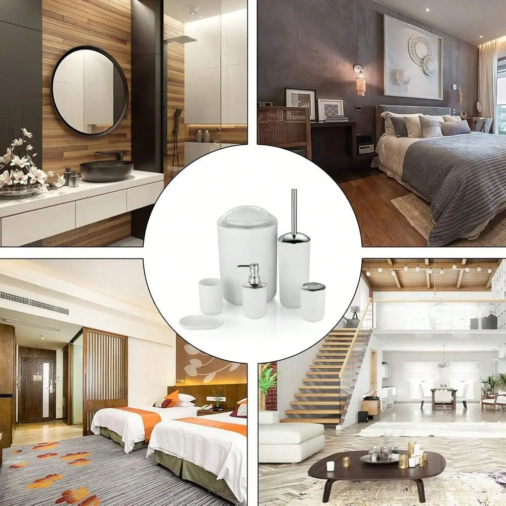 Set Bathroom Supplies Luxury Toilet Brush Lotion Bottle Modern Storage Plastic Toothbrush Holder Home Decor Soap Rach Trash Can
