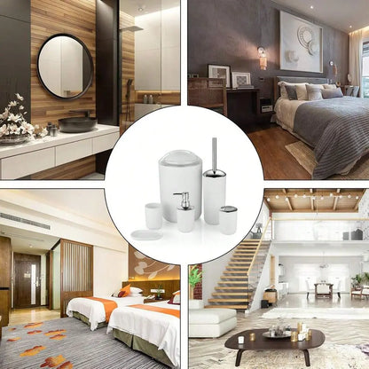 Set Bathroom Supplies Luxury Toilet Brush Lotion Bottle Modern Storage Plastic Toothbrush Holder Home Decor Soap Rach Trash Can