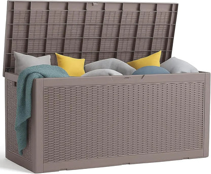 PatioZen 320 Gallon Large Resin Deck Box, Lockable Outdoor Storage Box for Patio Cushions Storage Furniture,Garden Tools