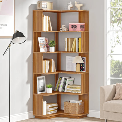 Tribesigns Industrial Corner Bookshelf with Anti Drop Panel
