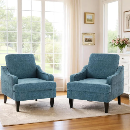 Accent Chairs Set of 2,Mid-Century Arm Chairs Chenille Fabric Living Room Chairs,Upholstered Reading Chairs for, Customized